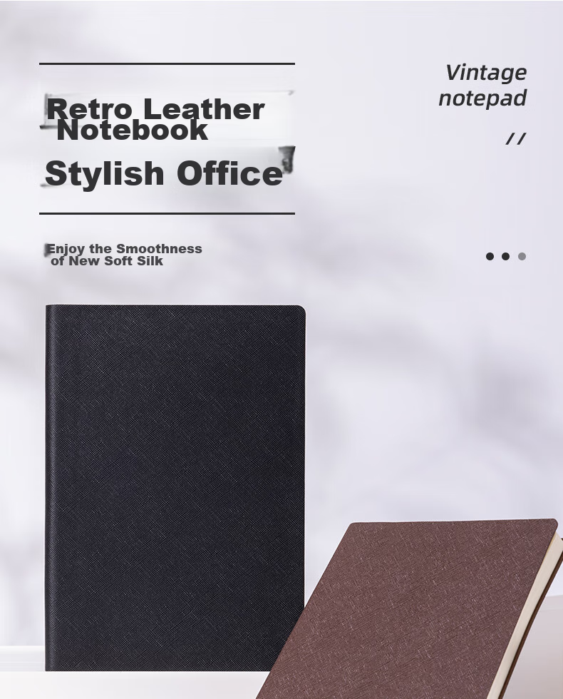 Deli B5/120 Sheets Business Notebook, Leather Cover Office Meeting Diary, Black BP128 1