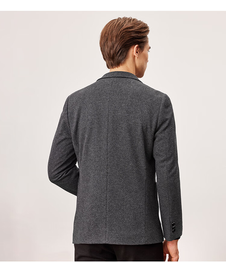 FIRS [Wool Warmth] Men's Suit, Autumn And Winter Style, Floral Texture, Fitted Double-Breasted, Crisp Business Casual Jacket 11