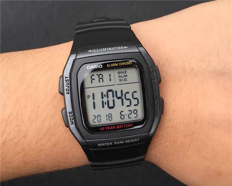 CASIO Men's Small Square Series Outdoor Waterproof Sports Student Watch Luminous Digital Watch Gift for Boyfriend W-96H-1B 12
