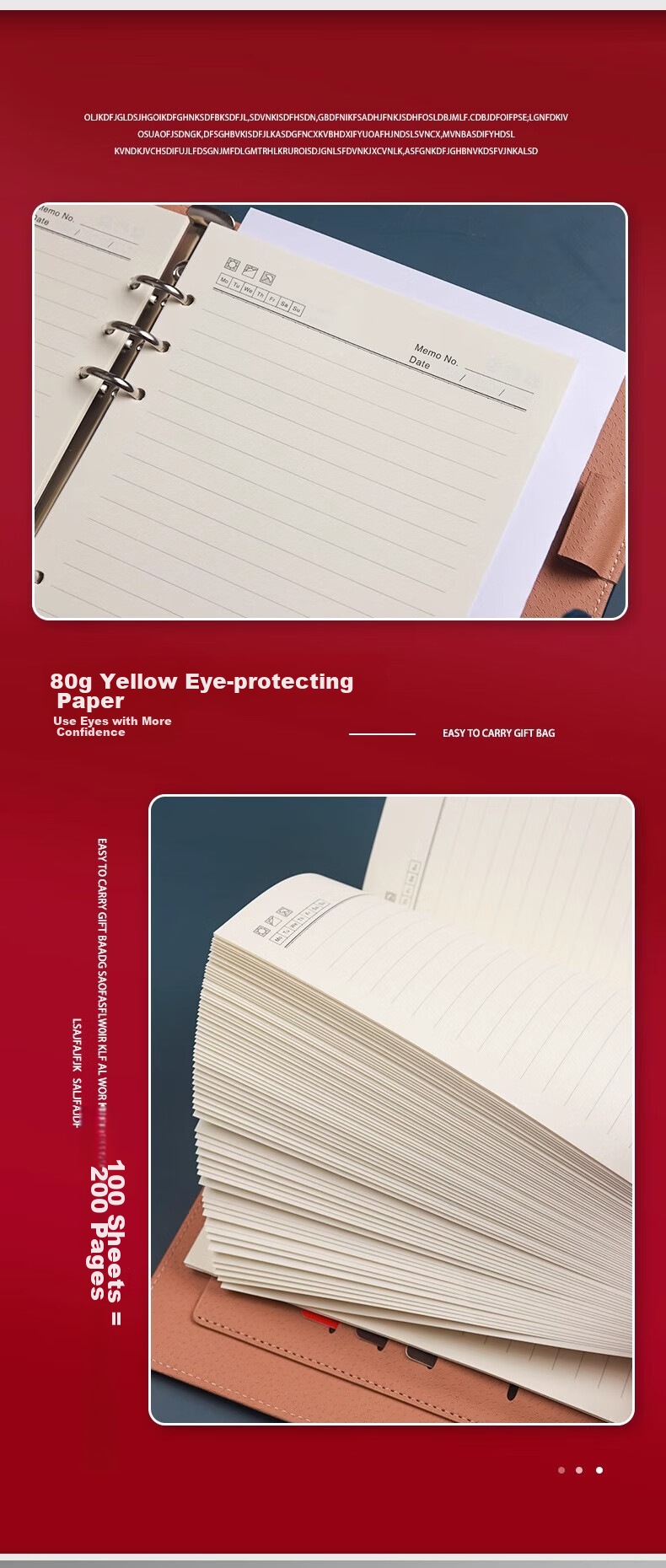 Xutong Loose-Leaf Notebook, B5 Size, Simple Leather Cover, 100 Sheets, 200 Pages, 9 Holes with Magnetic Clasp, Card Slots, for Office Meetings And Record Keeping, Detachable Loose-Leaf Notebook, Can Print LOGO 9