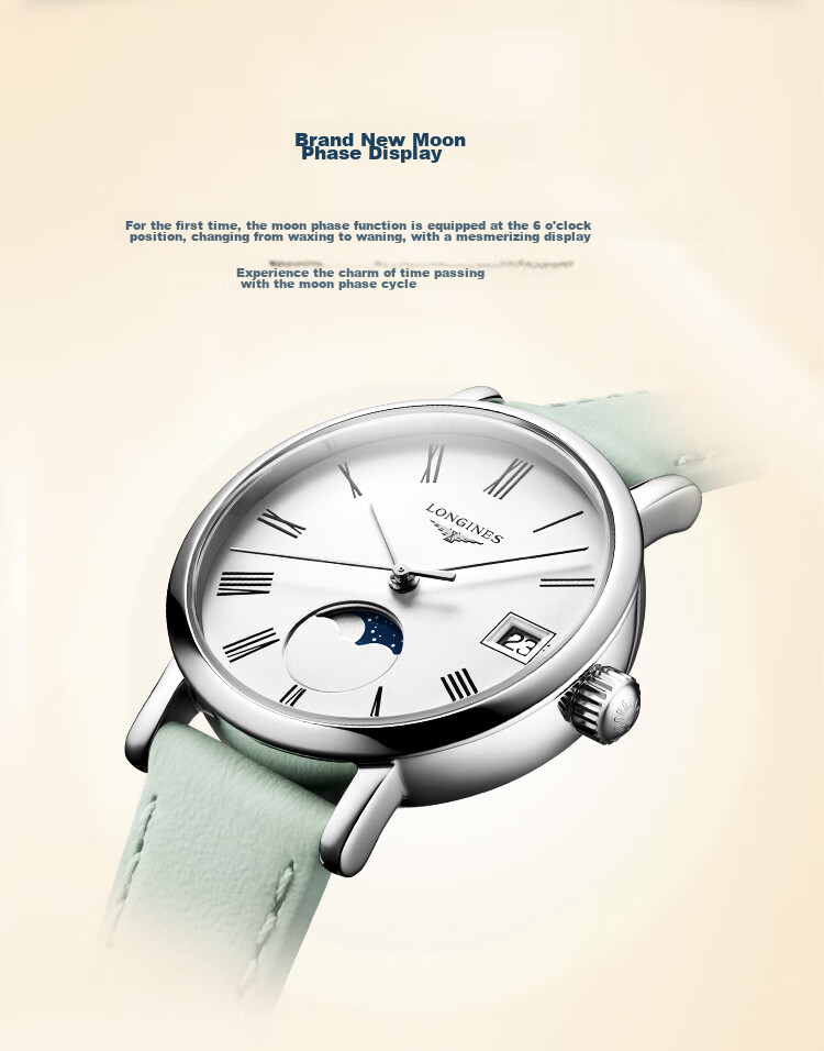 LONGINES Swiss Watch, Elegant Collection, Women's Leather Strap Quartz Watch L43304110 4