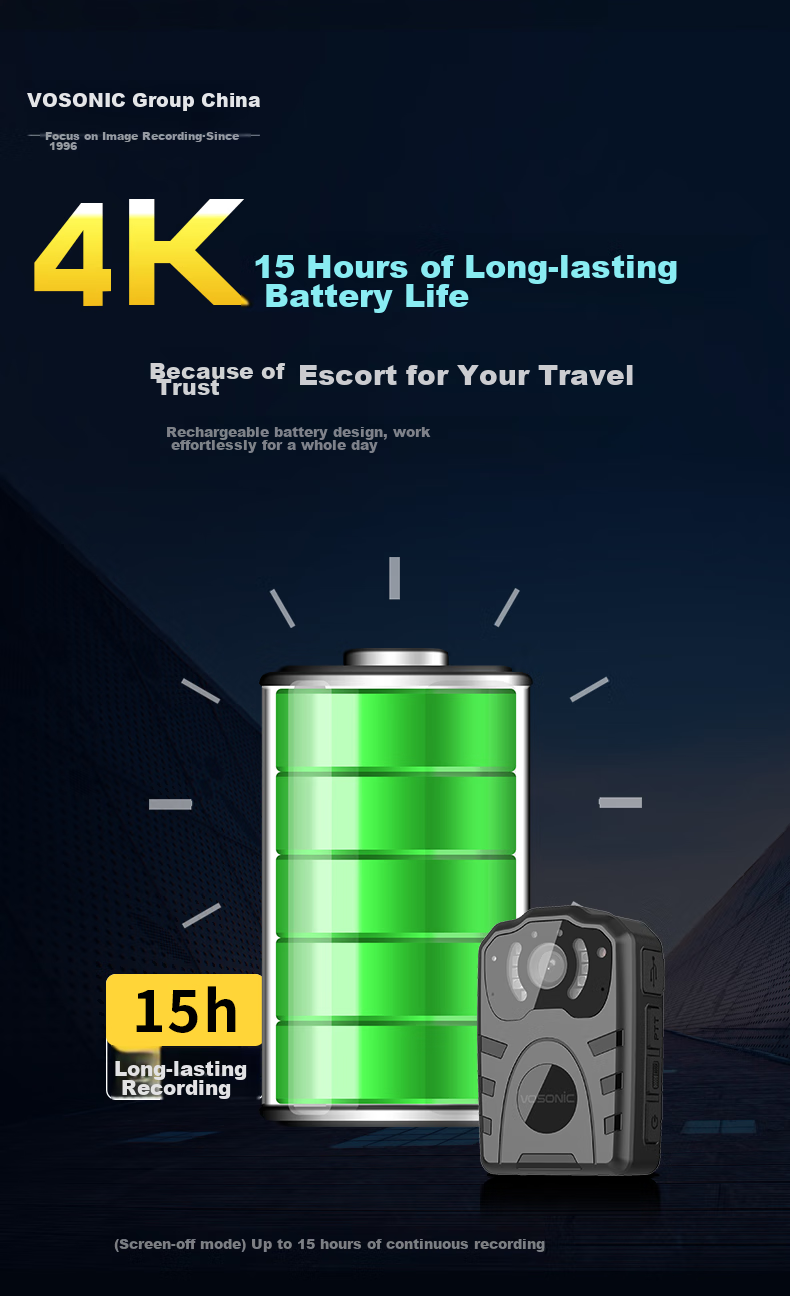 VOSONIC D2 64GB 4K Law Enforcement Body Camera, High-Definition Mini Portable Chest-Mounted Camera with Audio And Video Recording Functio 5