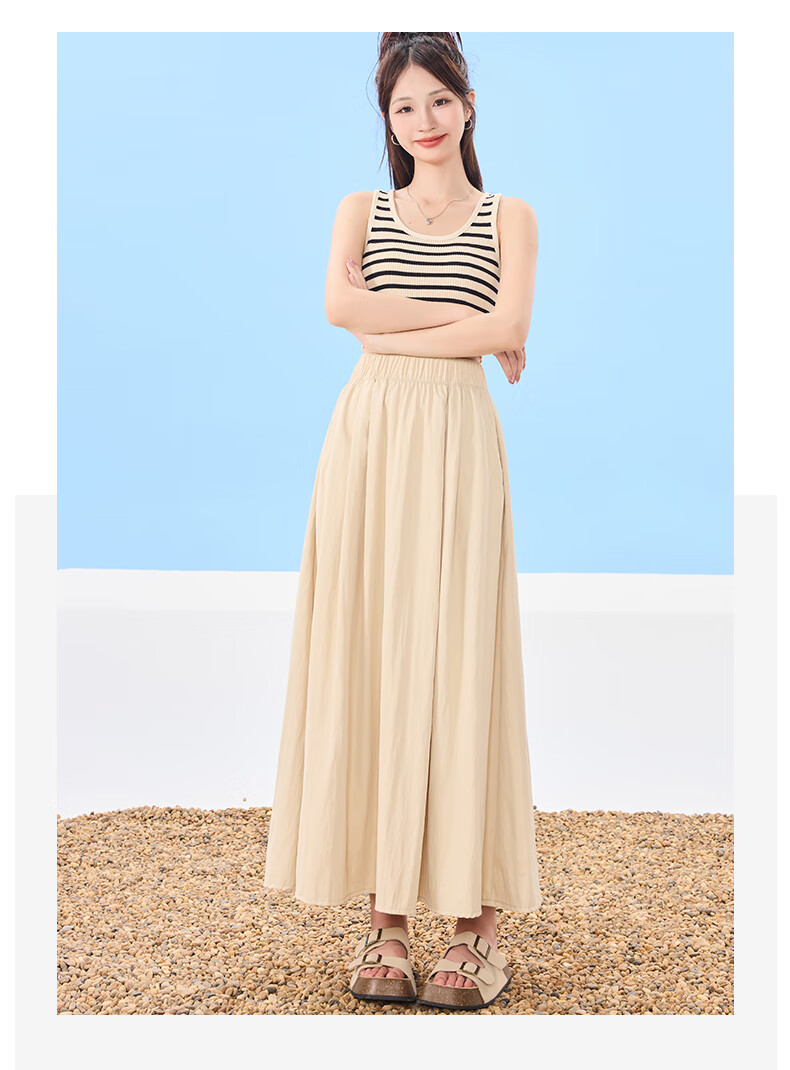 Ziyouxi Women's Midi Skirt, 2026 New Summer Thin Style, High-Waisted A-Line Slimming Umbrella Skirt, Pleated Long Skirt, Petite Yamamoto Skirt 11
