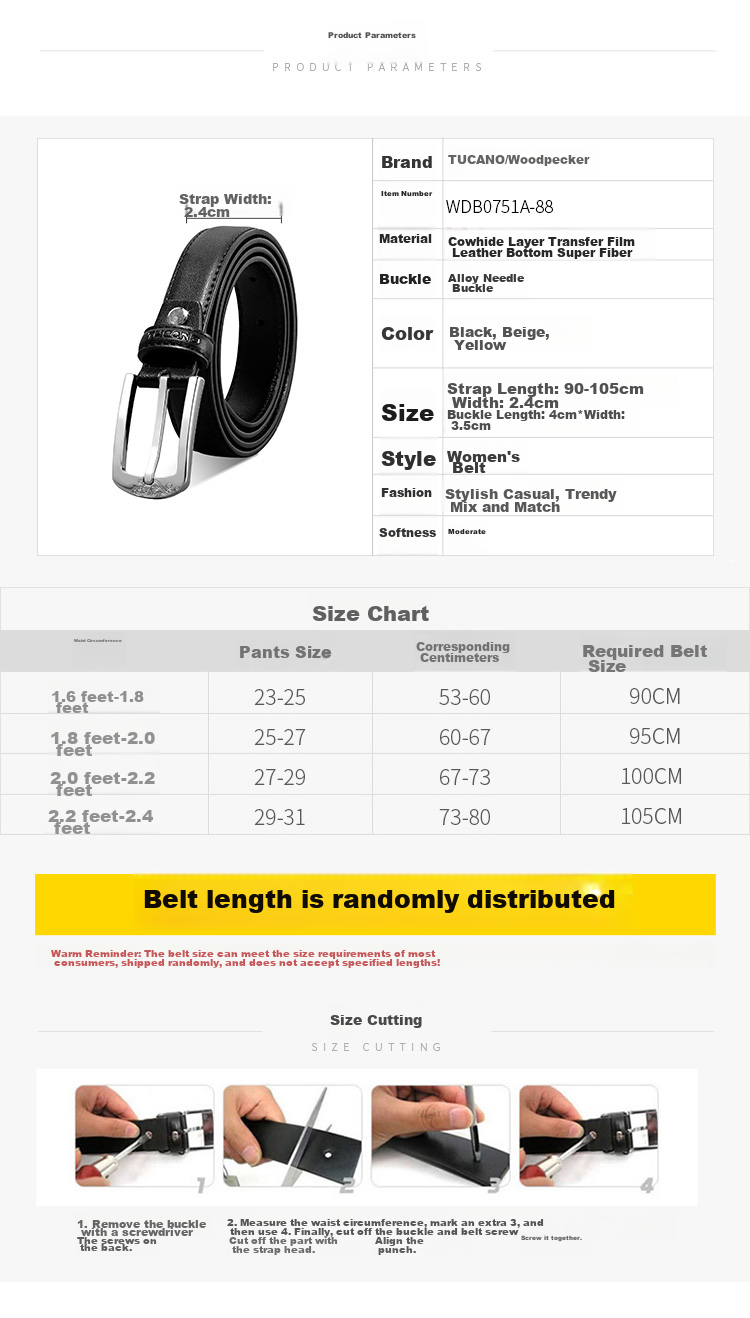 TUCANO Leather Women's Belt, Decorative And Practical Waistband, Korean-Style Simple And Unique Pin Buckle, Embossed Pattern, Birthday And 520 Gift 7