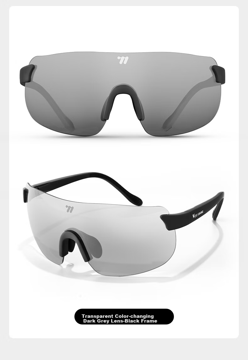 WestBiking Windproof And UV-Resistant Lightweight Cycling Glasses, Transparent Photochromic - Black Frame 11