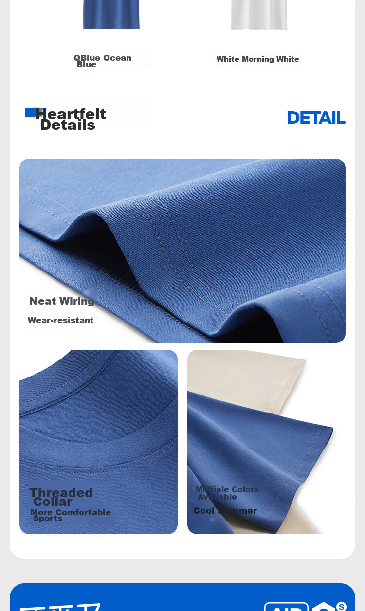 HLA 【Zui Huxi-Air8S】Short Sleeve Sweatshirt Unisex Moisture-Wicking Quick-Dry Couple Basic Base Layer 2-Pack 17