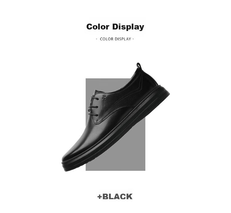 Goldlion Men's Shoes, Stylish Leather Business Shoes, Comfortable Lace-Up Casual Leather Shoes, 50823026501A-Black, Size 40 8