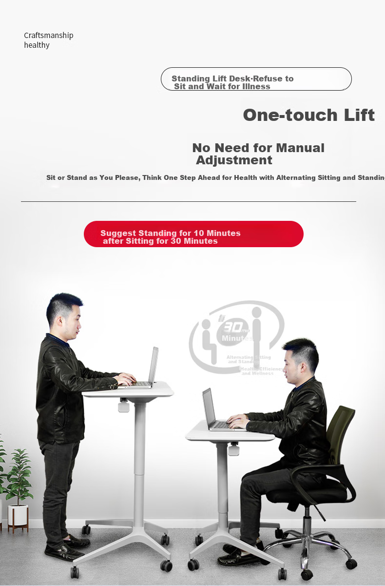 ECOLUS Adjustable Height Computer Desk, Movable Study Training Conference Desk, Standing Office Support LST801WT 4