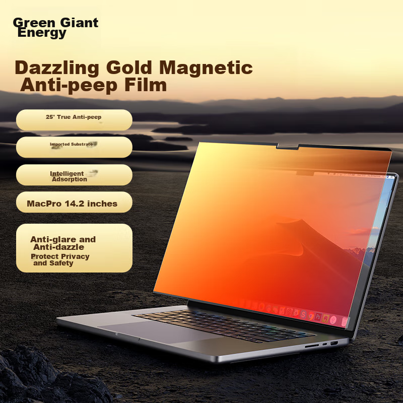 Llano Privacy Screen Protector for MacBook Pro M5, Compatible with 14.2-Inch Screen, Magnetic Anti-Peeping Film, Gold Protective Film A3434