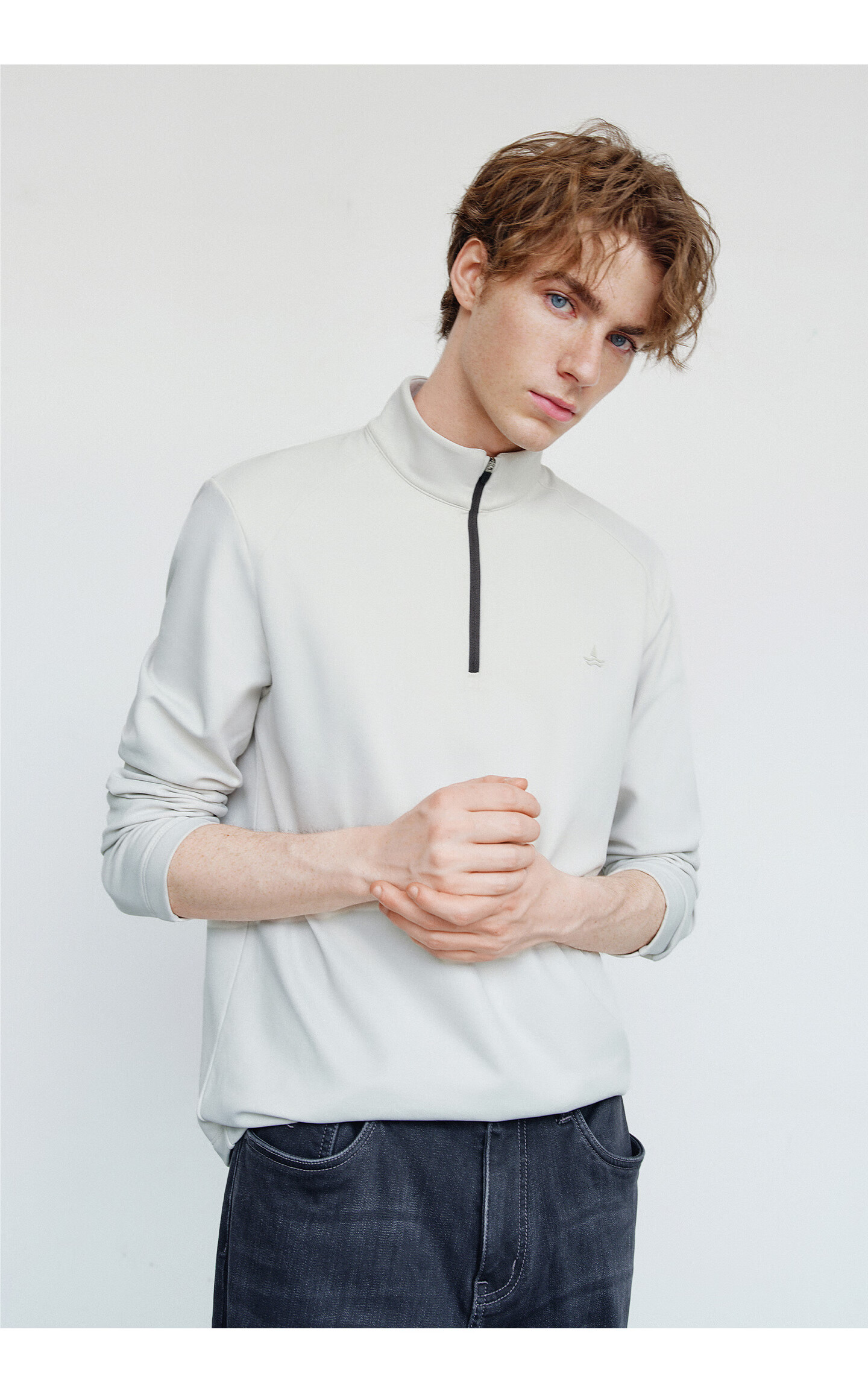 Navigare Celebrity-Inspired Small Sailboat Men's Half-Zip Brushed Casual Sweatshirt Inner Layer Top 1135845304 39
