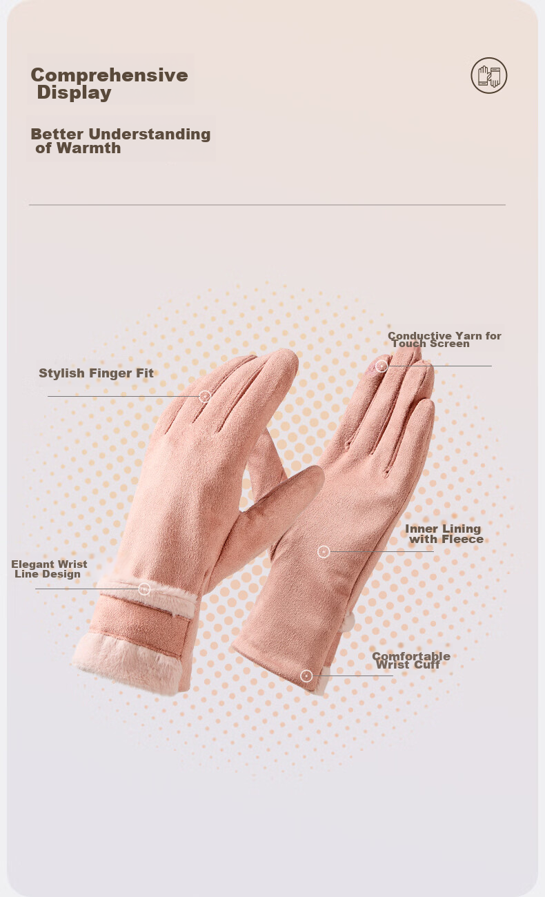 MISSION UV Warm Gloves for Women, Thickened And Fleece-Lined for Winter, Autumn And Fall, Suitable for Cycling And Driving, Windproof, Cold-Resistant, Touchscreen Compatible Gloves 4