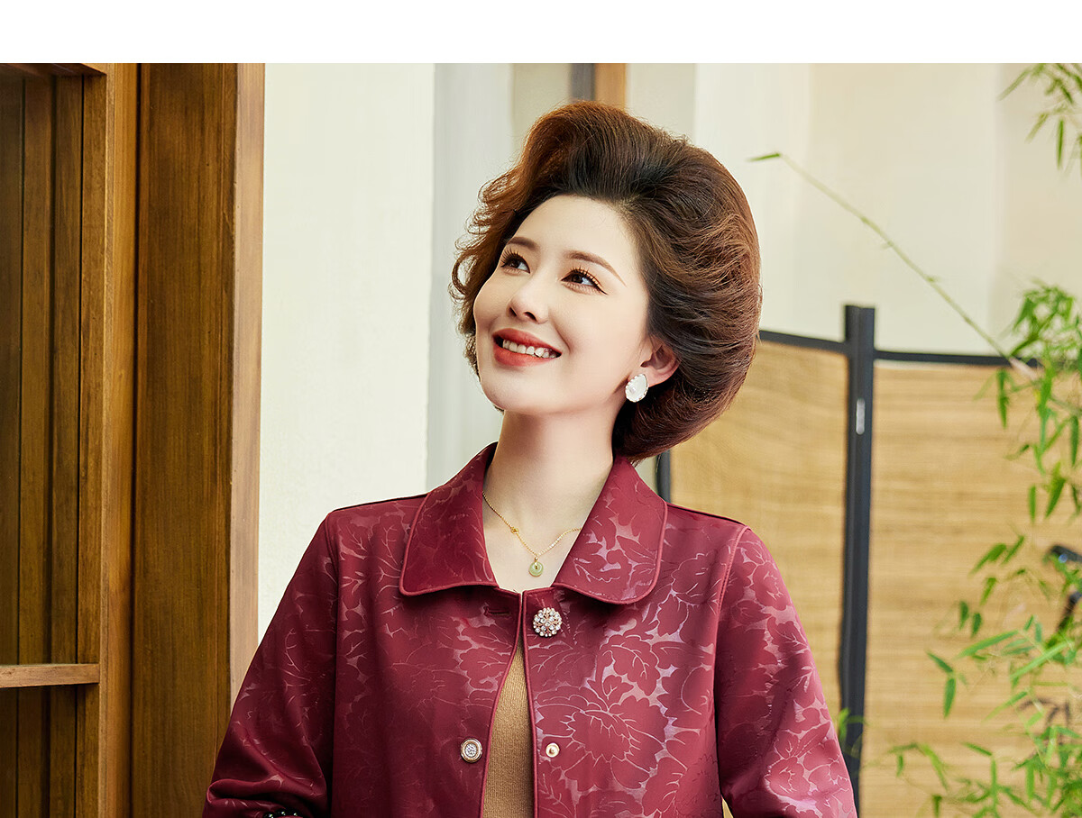 Yuzhaolin Mom's New Year Red Coat Middle-aged and Elderly Women's Spring and Autumn Windbreaker Short Jacket Y243U2013 26