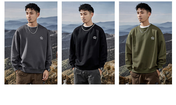 JEEP Spring And Autumn Round Neck Sweatshirt for Men, Loose Casual Sports High-End T-Shirt Top Outerwear 5