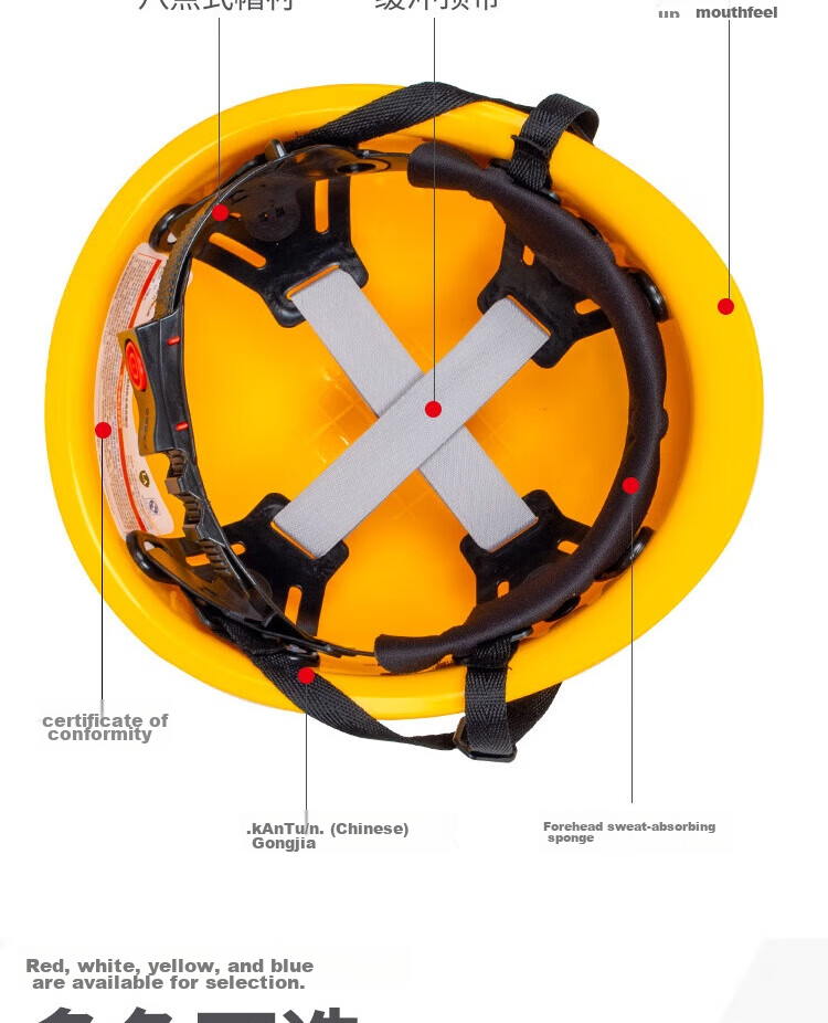 Dunshou Safety Helmet, Industrial Hard Hat, Impact-Resistant And Breathable, Round Yellow 7