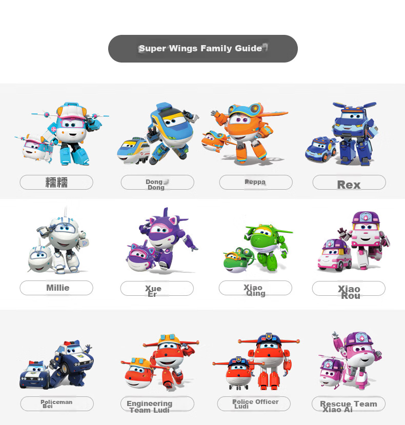 AULDEY Super Wings 19 Ledi New Character Xiao Ai Transforming Robot Backpack Children's Day Gift 16
