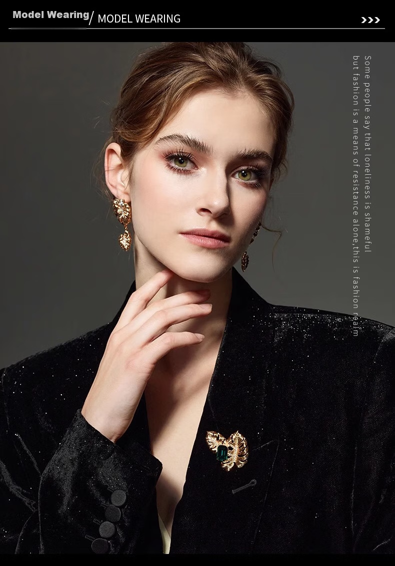 Eternelle French Eternal Dazzling Leaf Brooch for Women, High-End Exquisite Autumn And Winter Pin Buckle Corsage Birthday Gift 3