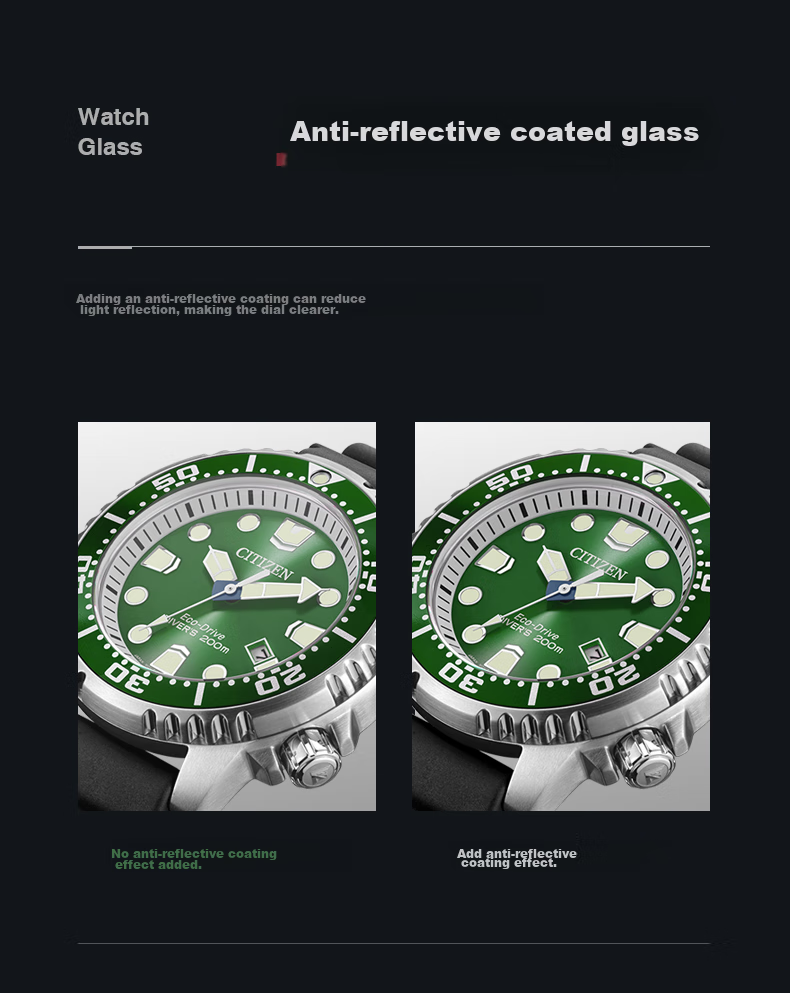 CITIZEN Watch for Men, Japanese And Korean Style, Green Water Ghost Light Power Display, PU Strap, Sports Style, Gift for Boyfriend, BN0158-18X 8