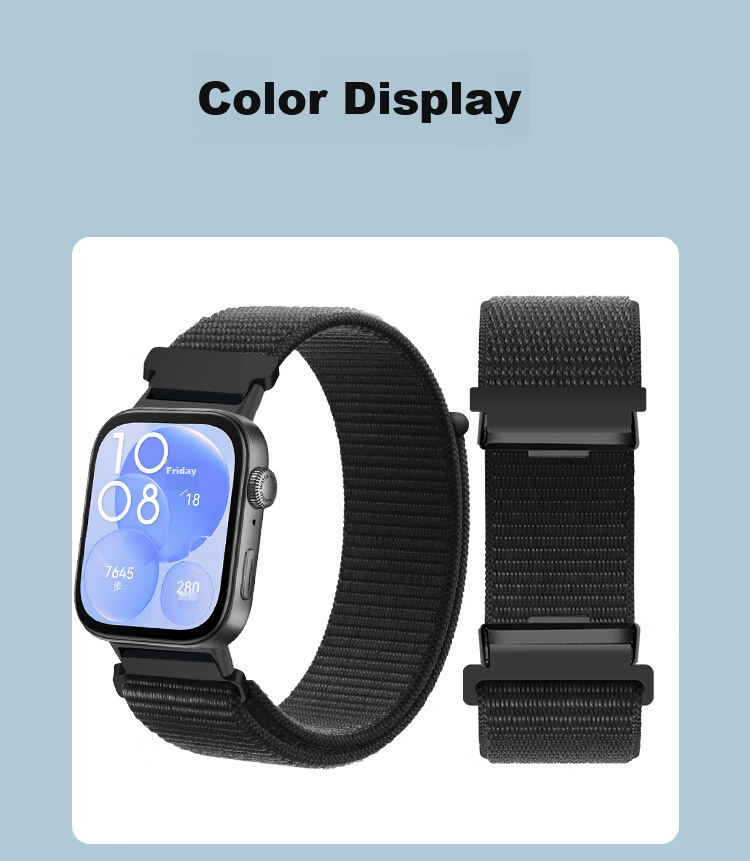Freeson Compatible with WATCH FIT3/4/4Pro/5 Smartwatch Straps, Magic Tape Watchband, Loop-Style Nylon Braided Strap, Breathable Replacement Wristband, Black 7