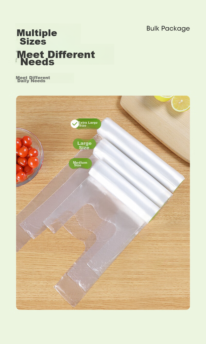 MARYYA Disposable Food-Grade Storage Bags, Large Size 80 Pieces, 40x50cm Plastic Bags, Thickened, for Vegetable Refrigeratio 3