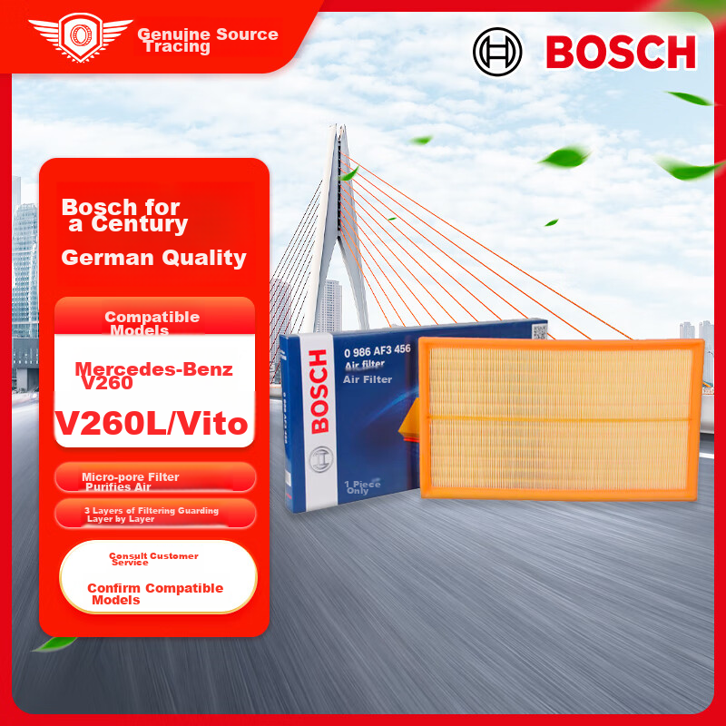 BOSCH Automotive Air Filter Element, Air Cleaner, Air Filter 3456, Compatible with Mercedes-Benz Vito/V260/V260L And Others
