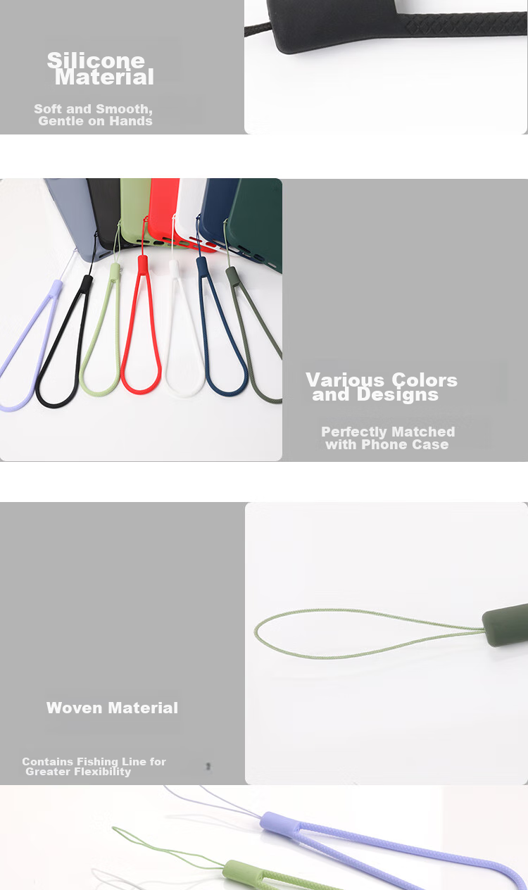 ESCASE Phone Lanyard, Camera Silicone Wrist Strap, Wallet USB Drive Key ID Pendant, Apple IPhone 16 Huawei Mate 70 Pro+ Phone Soft Style ES-XS4 Light Blue 5