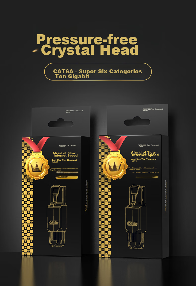 WANJEED Tool-Free Crystal Head CAT6A, Engineering Grade Unshielded Gigabit Tool-Free Crystal Head RJ45 Computer Network Cable Panel Connector WJ-15388 1