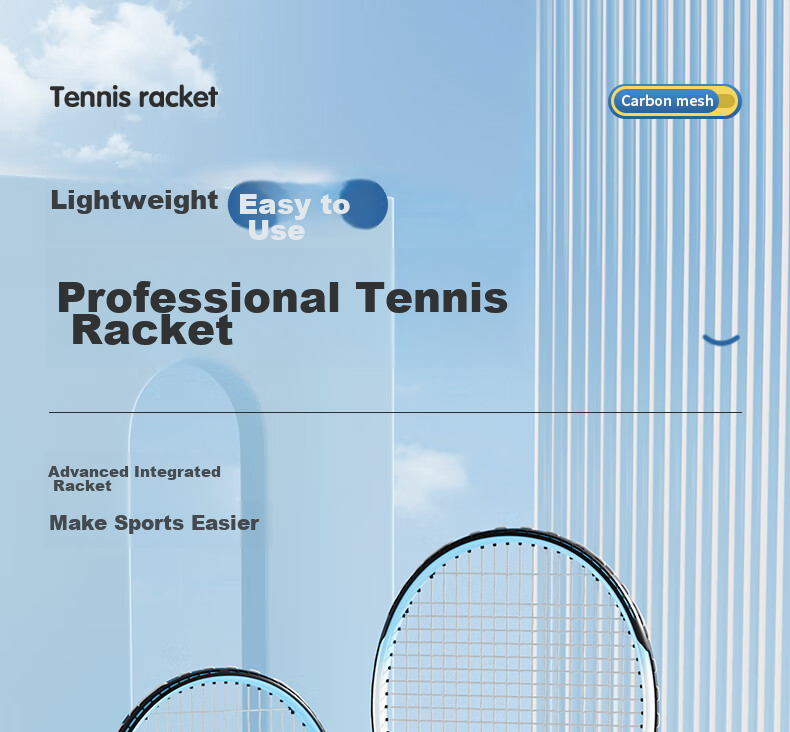 PINJIAN Tennis Training Device with Rope, Single Player Practice with Rebound, Self-Training Tool for Beginners And College Students, Single Tennis Racket 1