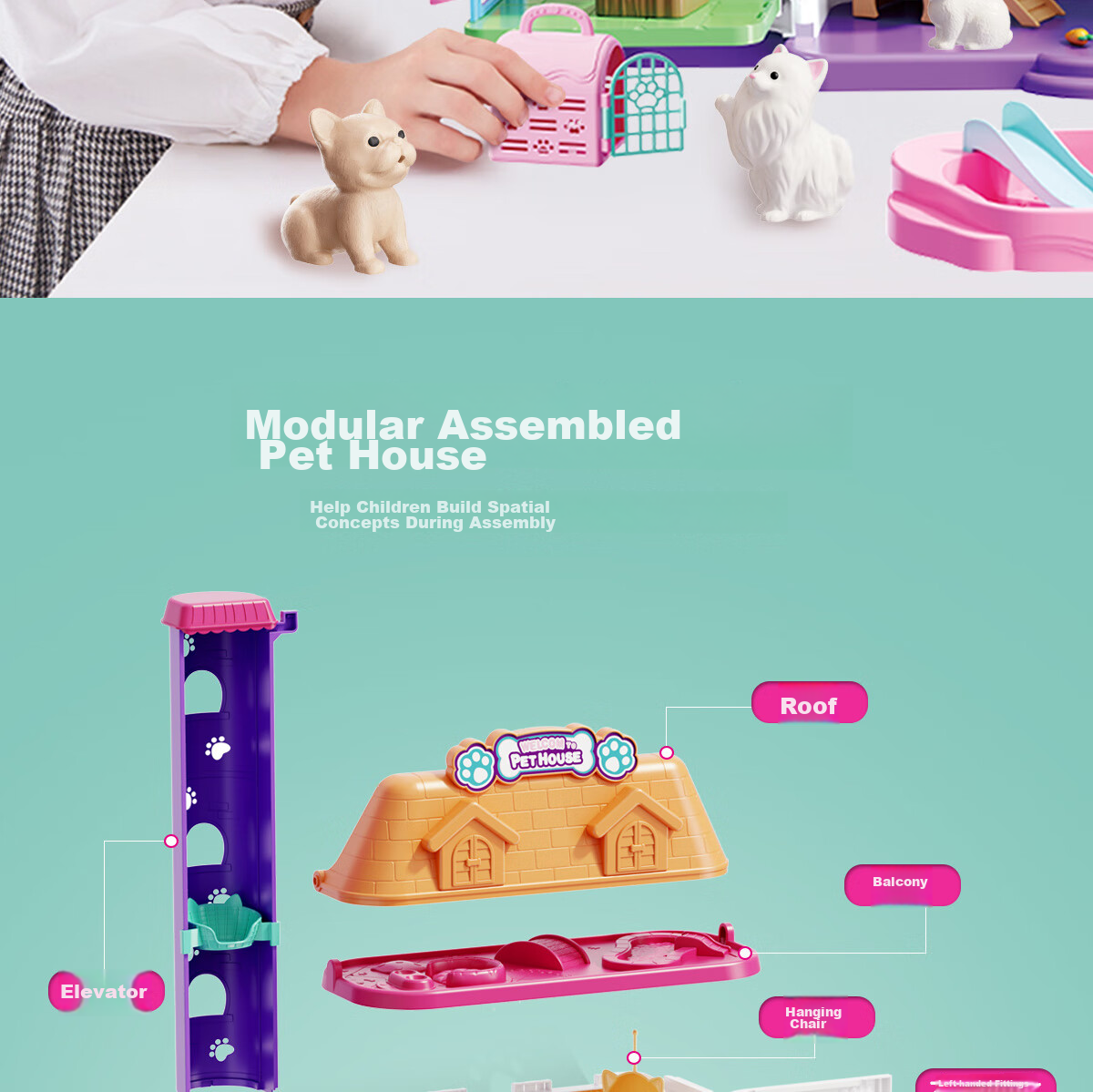 Anlili Children's Toy, Girl's Gift, Pretend Play Pet Life Villa House, Birthday Present 6