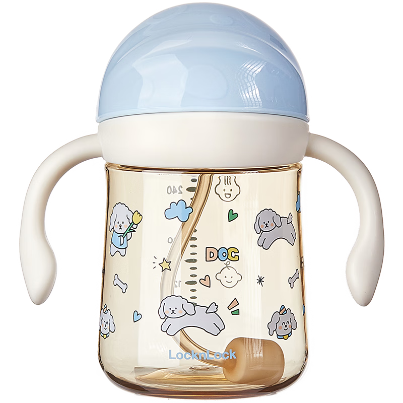 LOCK&LOCK Learning Cup for Babies 6 Months And Above, Straw Cup with Straw, PPSU Bottle for Children up to 1 Year Old, Summer Anti-Choking Water Cup