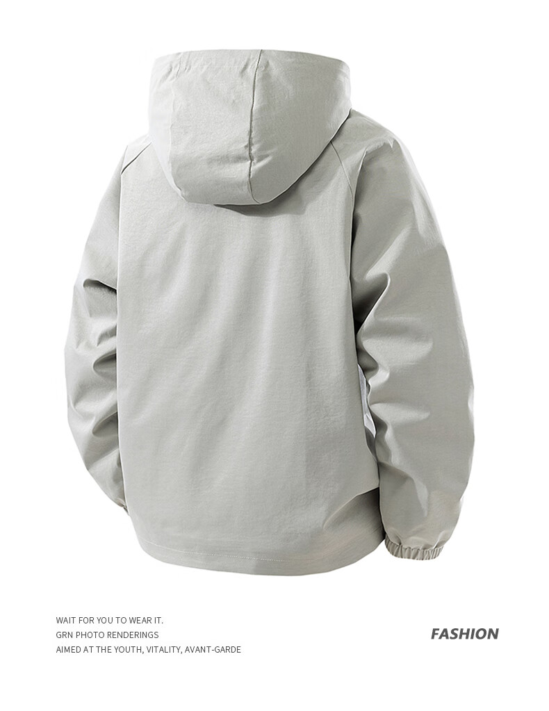 Top Youth Men's Spring Autumn Tactical Jacket Plus Size Casual Sports Loose Hooded Jacket Gray XL 4