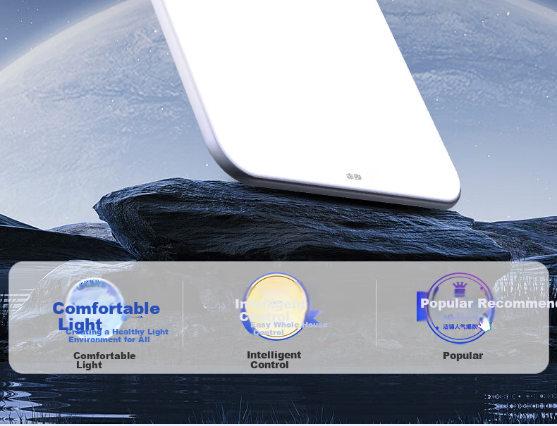 Huashuozhaoming American-Style Eye-Protection Ceiling Light for Bedroom, Modern Minimalist Design for Master Bedroom, Secondary Bedroom, And Study Room, Round Smart Lighting 2