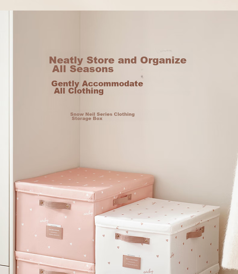 EACHY Foldable Clothes Storage Box, 40L Capacity, Pink Color, 1 Piece 2