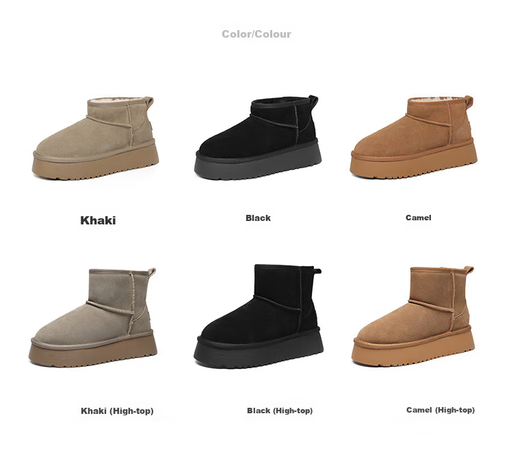 ZHR Snow Boots for Women, New Winter Style with Fleece Lining, Warm Cotton Shoes, Non-Slip Waterproof Thick-Soled Ankle Boots GZ08 Camel Color Size 39 25