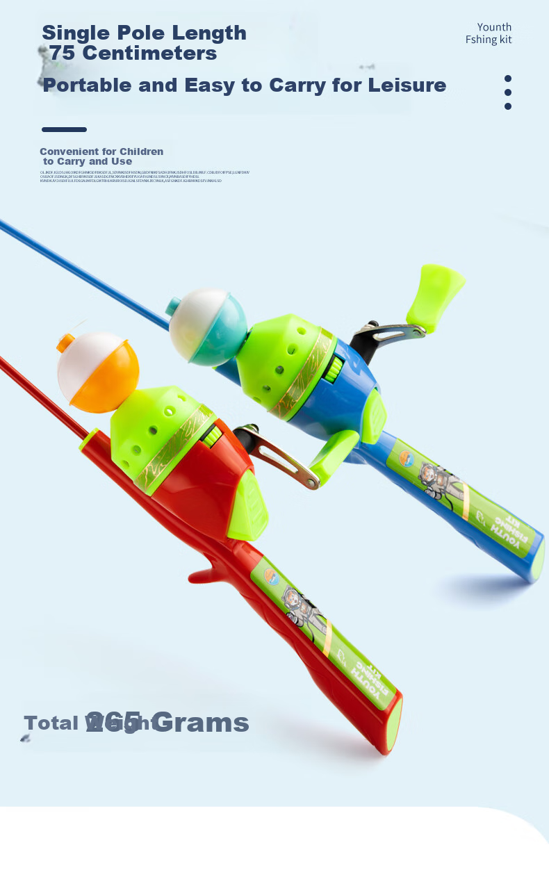 Weilianmeng Blue Children's Fishing Rod Set for Beginners And Novices, Mini Short Section Fishing Rod And Fishing Tackle 3