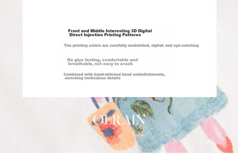 Olrain Fun Printed Short-Sleeve T-Shirt, Summer Women's Loose-Fit Beaded Top, Cotton-Like Breathable, Off-White, Size S 6