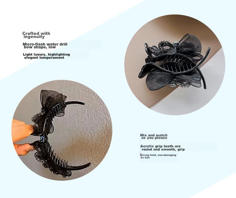 CHIMERA Large Internet-Famous Shark Clip Hair Accessory, Bow Claw Clip, Back of Head Hairpin, Hair Barrette for Women, Mid-Autumn Festival Gift 9