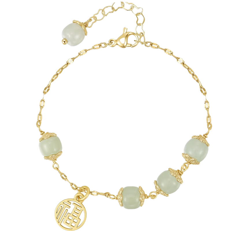 Zhoubaifu Nafu Hetian Jade Bracelet for Women, Luxury Fortune Charm Chinese Style Beaded Bracelet, Birthday Gift for Girlfriend Or Wife