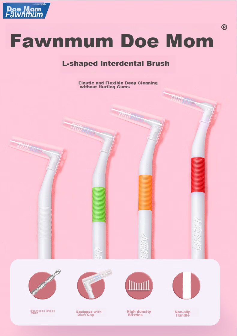 FAWNMUM Ultra-Fine Interdental Brush, Imported Ssss*30 Pack, L-Shaped Interdental Brush for Deep Cleaning 2
