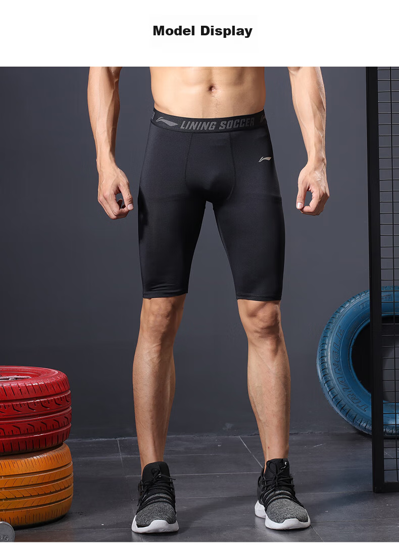 Li-Ning Men's Compression Shorts, Sports Running Quick-Dry Compression Pants, Fitness Underwear, High-Elastic Breathable Knee-Length Shorts, Basketball Training Shorts 10