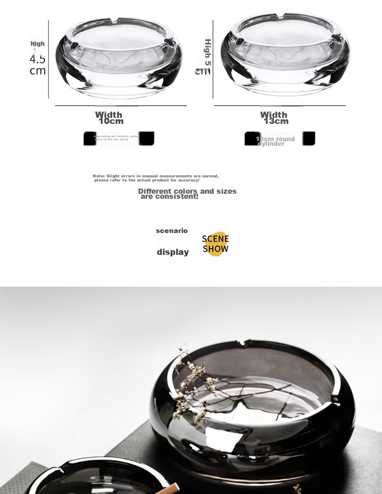 Gongxun Metal Stainless Steel Ashtray for Home Living Room Creative Coffee Table Decorative Ornament, Matte Black 8cm 3
