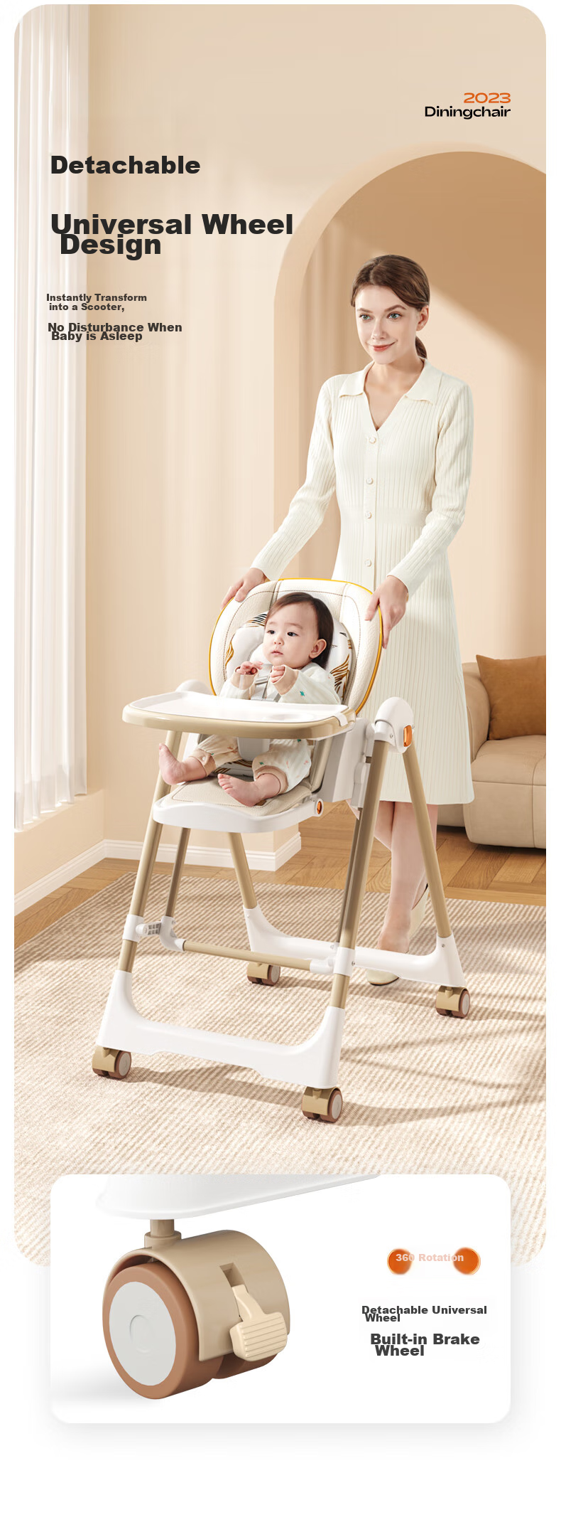 BeBeMorning Baby High Chair, Infant Feeding Chair, Foldable Dining Table And Chair Set, Lightweight Home Use Chair 12