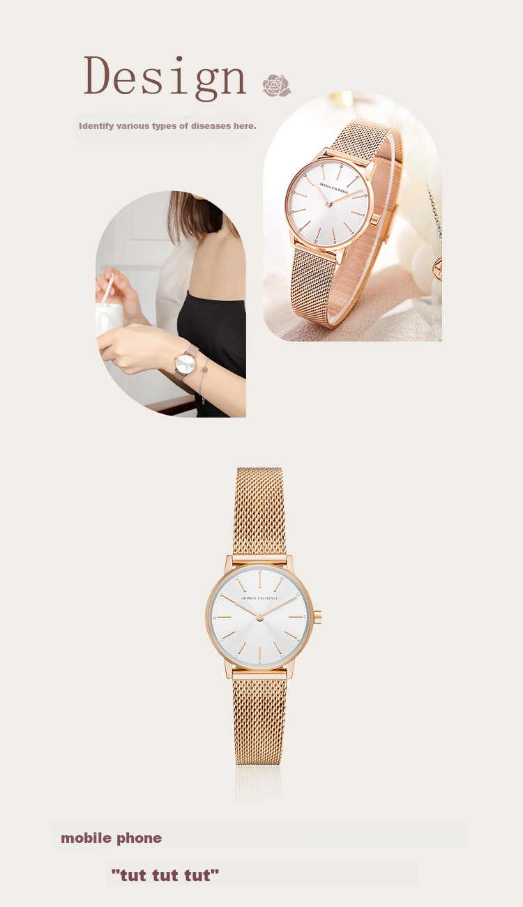 ARMANI EXCHANGE Women's Watch with Starry Sky Steel Strap Quartz Movement, Western-Style Wristwatch, Birthday Gift for Women AX7121 2