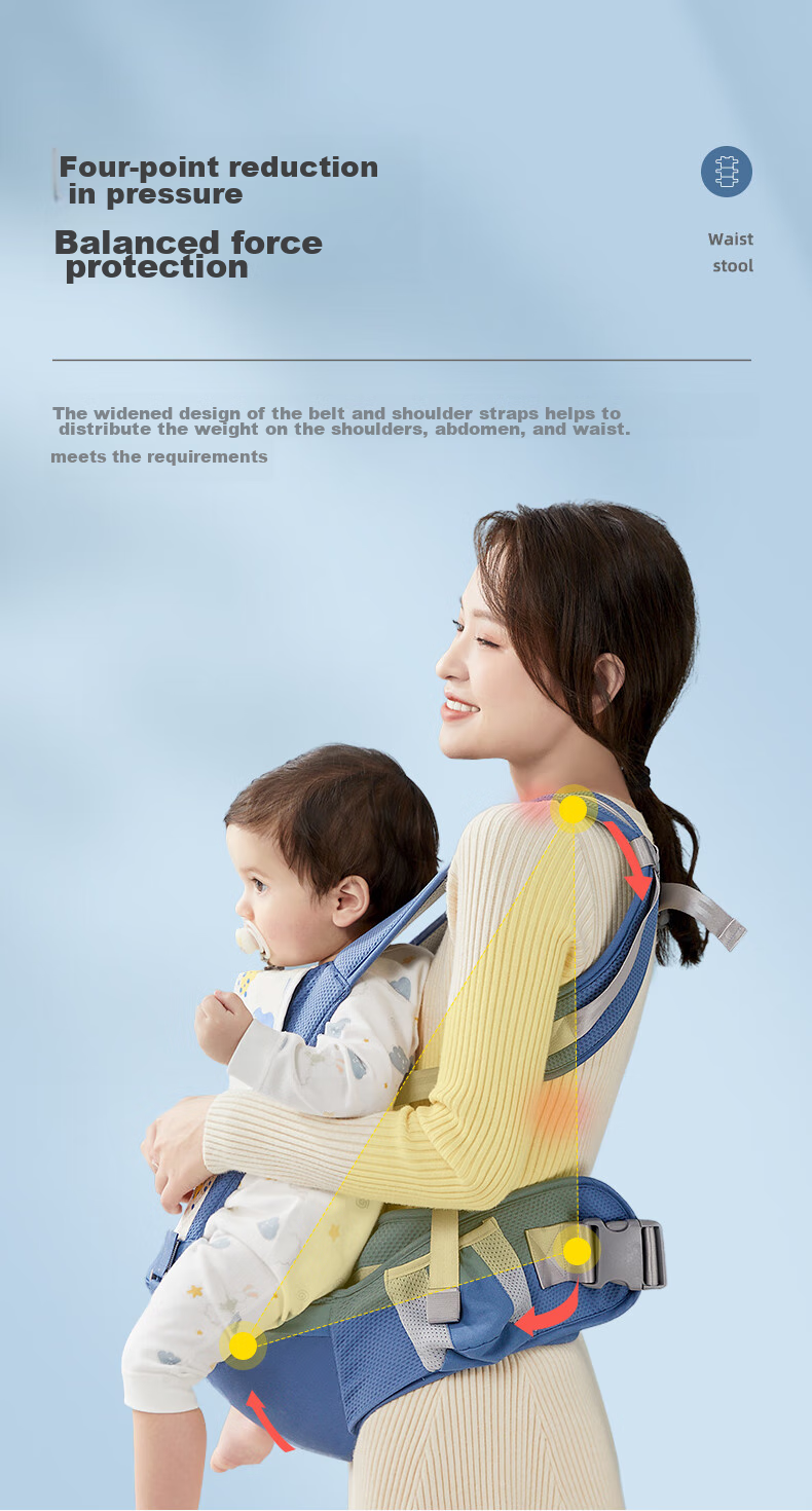 Shiyuejiejing Baby Carrier Waist Stool, Multifunctional, Suitable for All Seasons, Lightweight And Breathable, Perfect for Carrying Babies, Ink Gree 5