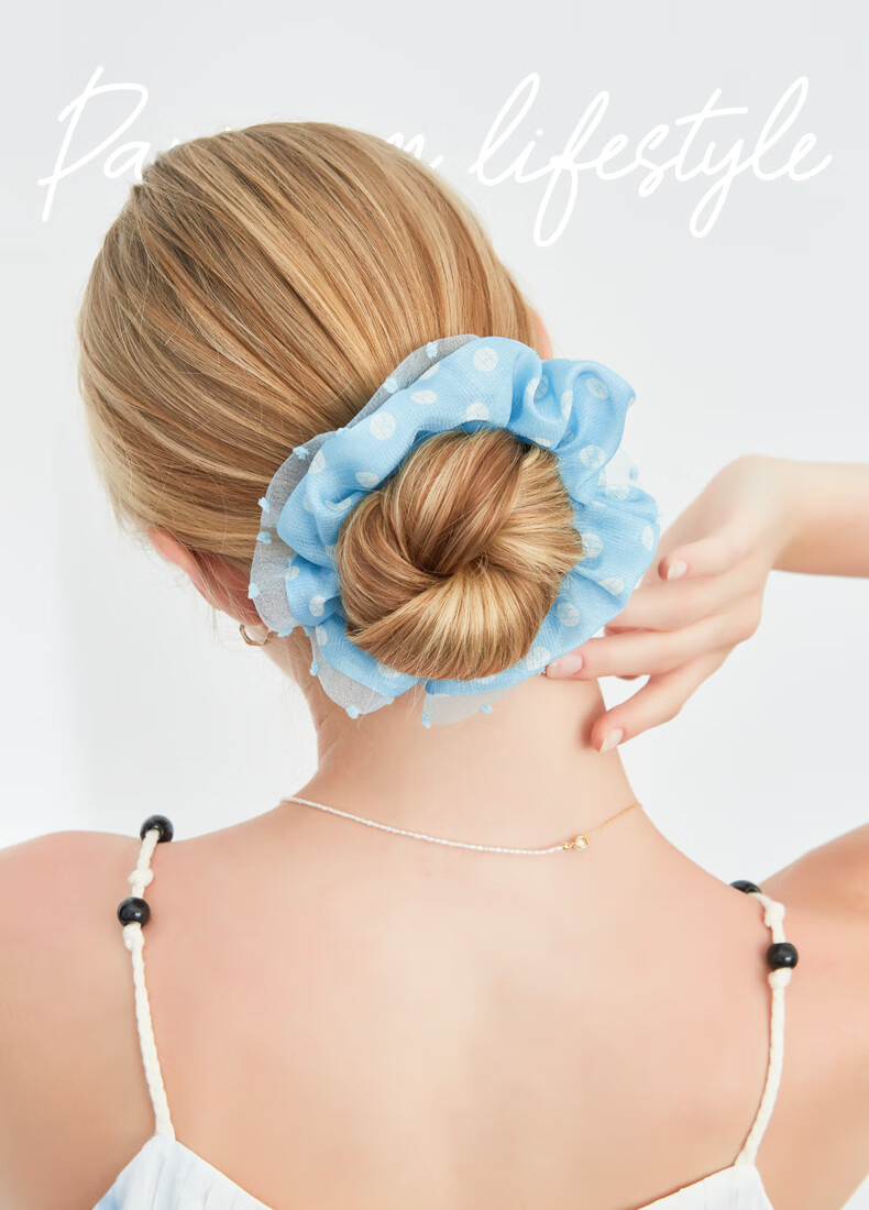ELLE Fashion French Polka Dot Hair Tie, Ponytail Holder, Hair Band, Gift for Girlfriend 2