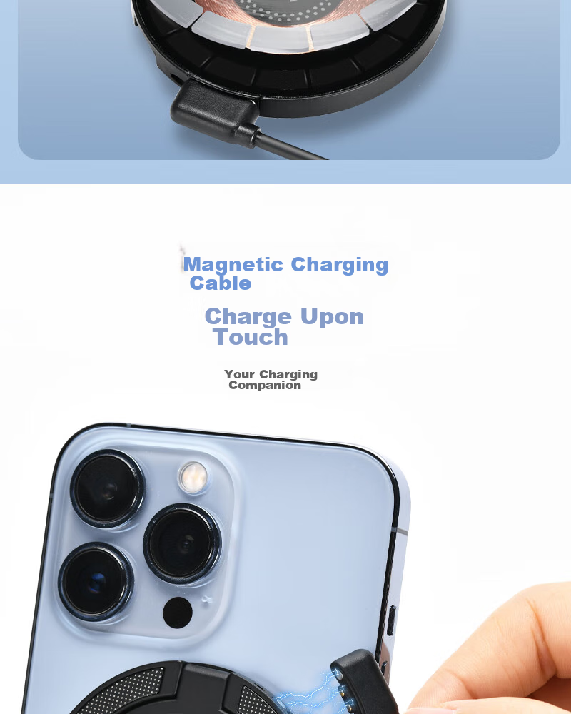 ESCASE MagSafe Magnetic Wireless Charging Stand for IPhone, Two-In Fast Charging Transparent Punk Case for IPhone 15/14/13/12 Pro Max with EarPods, Black 7