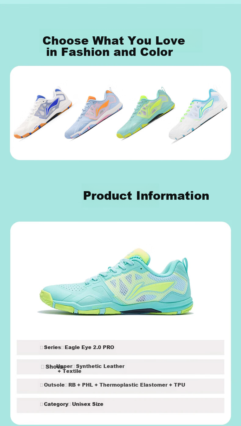Li-Ning Table Tennis Shoes, Same Model As The Competition's Eagle Eye 2.0 PRO, Unisex, Wear-Resistant, Non-Slip, Professional Sports Shoes 6