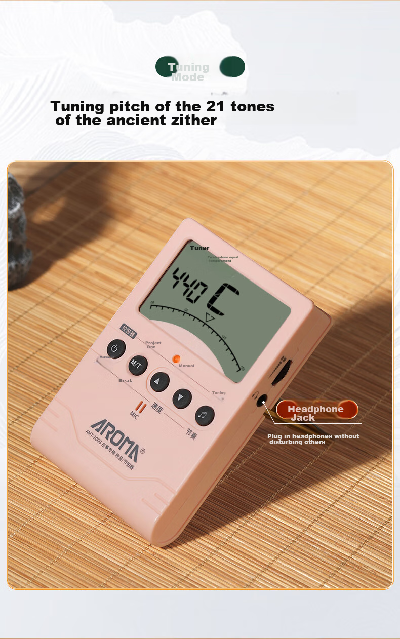 AROMA Guzheng Tuner, Specialized for Guzheng, Electronic Metronome, Three-In AMT-200G [White] 6