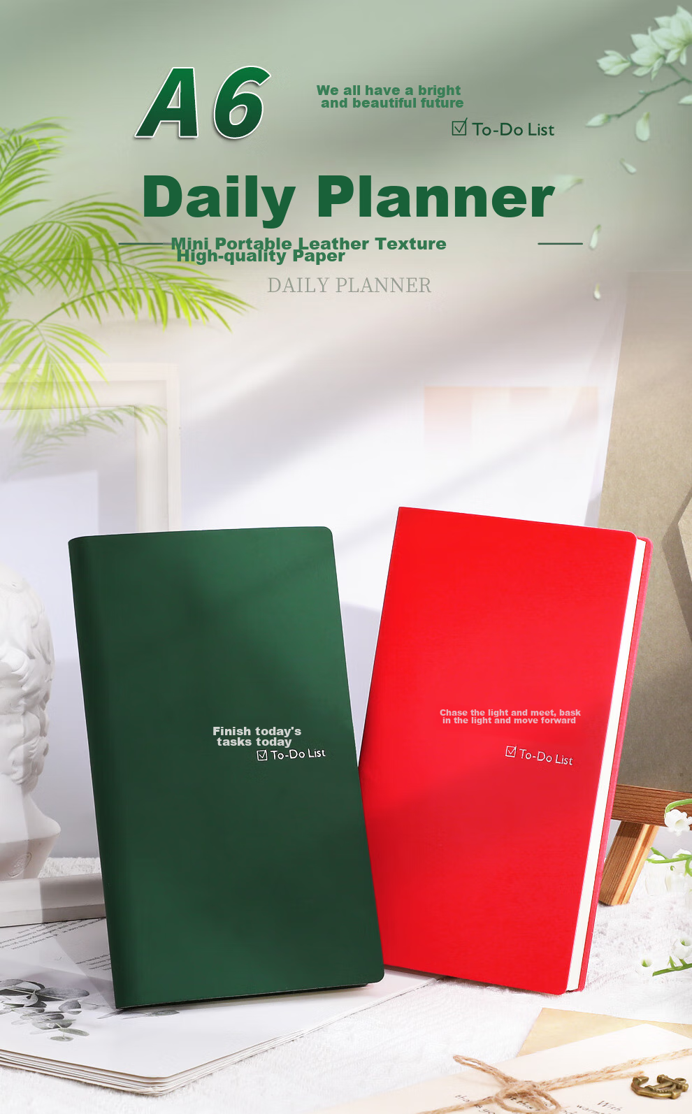 Zuolanzhe Daily Planner A6 Schedule Book, Daily Task List, Portable Self-Discipline Check-In Book, High-Quality Notebook, Time Management Efficiency Manual, Journal, Customizable, Dark Gree 1