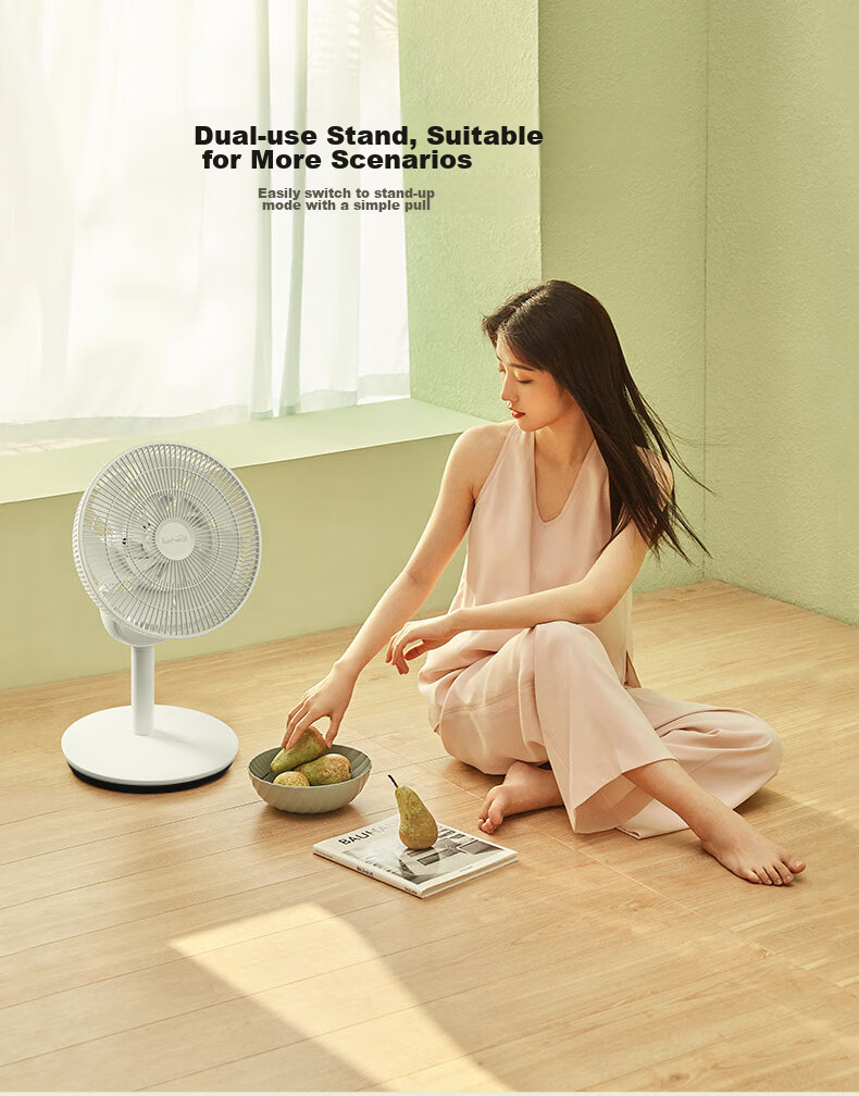 KEHEAL Household Electric Fan Air Circulator, Office Floor-Standing Desktop Dual-Use Low Noise DC Inverter Remote Control Negative Ion R6 12