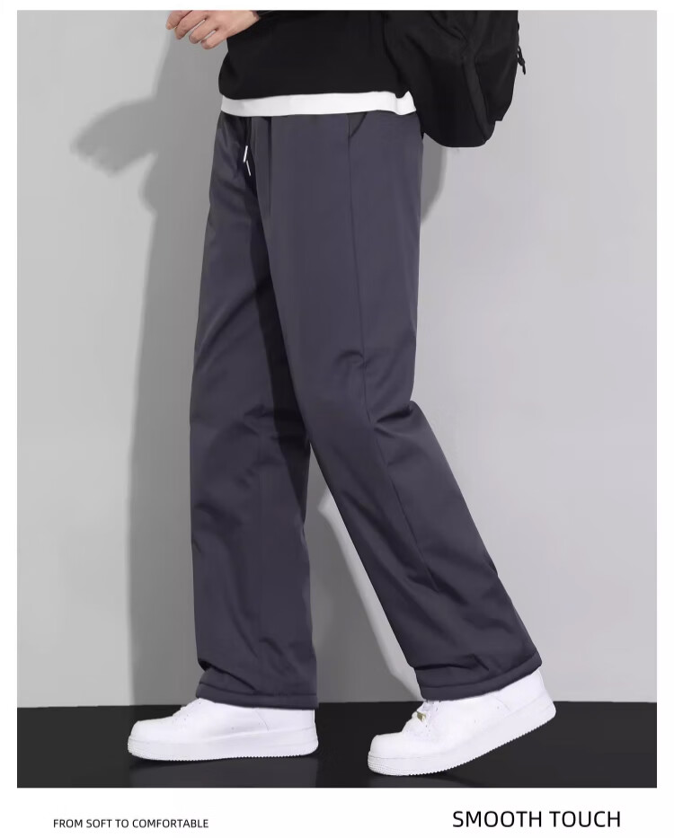 LangSha Men's Lamb Fleece Thermal Pants Winter 2025 New Graphene Knee Protection Fleece Lined Thickened Cotton Casual Trousers 7